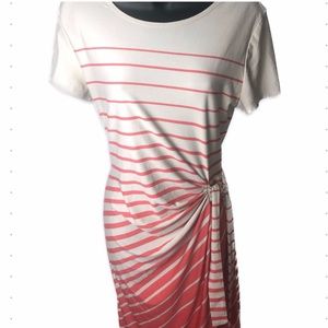 Tan and Coral Striped Dress | Size 12